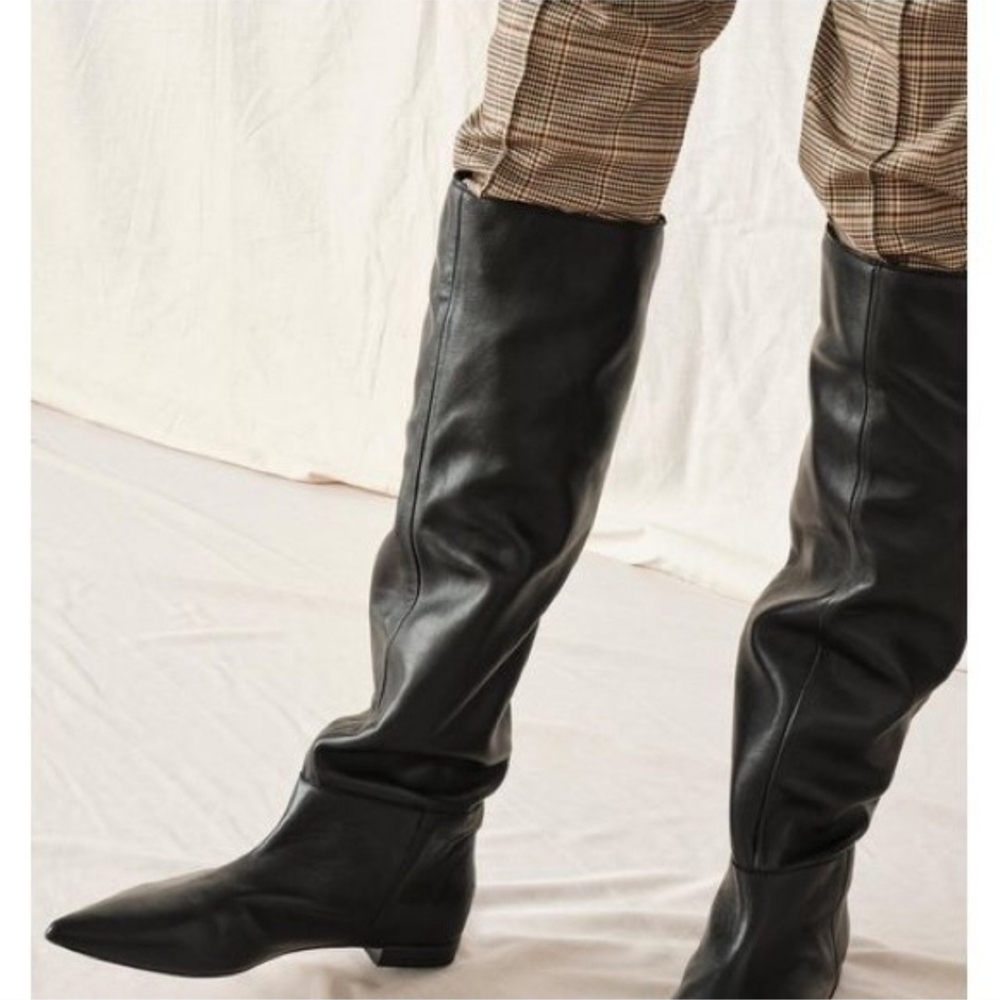 Free People Black Over-The-Knee Pointed Toe Boots